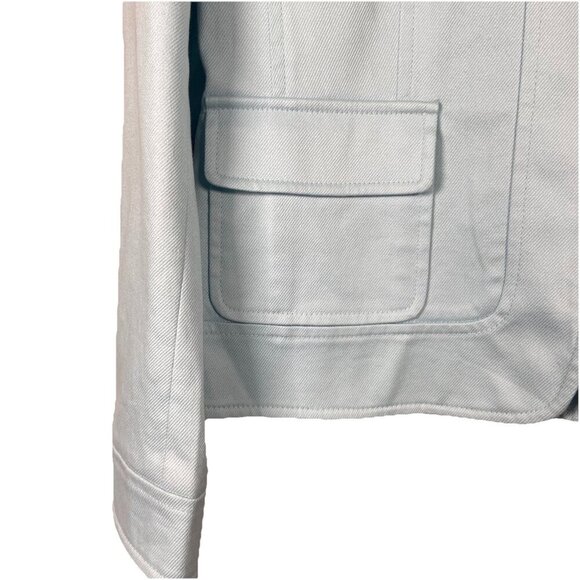 Vintage Carlisle Cotton Blend Blazer Jacket Size 12 Light Blue Pockets Zip Work - Picture 3 of 11